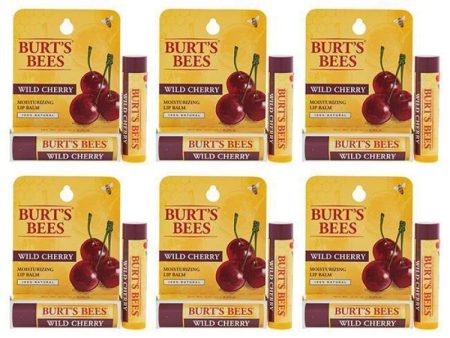 Wild Cherry Moisturizing Lip Balm Blister by Burts Bees for Unisex - 0.15 oz Lip Balm - Pack of 6 For Discount